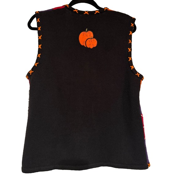 Bobbie Brooks Halloween Patchwork Knit Vest Women's M‎ Ramie Cotton - Picture 10 of 11